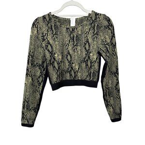 Fabletics Seamless Snake Print Crop Top M Long Sleeve Yoga Gym